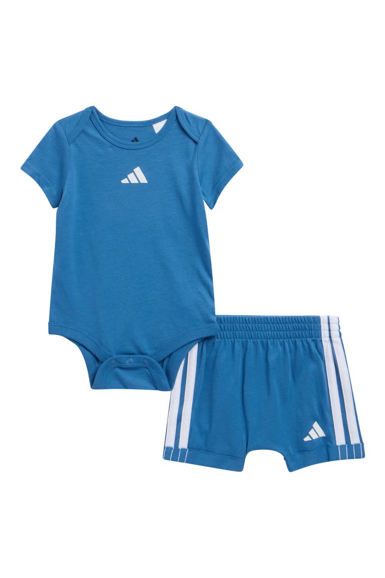 Cotton Bodysuit & Shorts Two-Piece Set, Main, color, MEDIUM BLUE