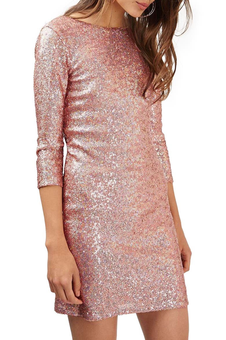 Sequin Body-Con Minidress, Main, color, PINK