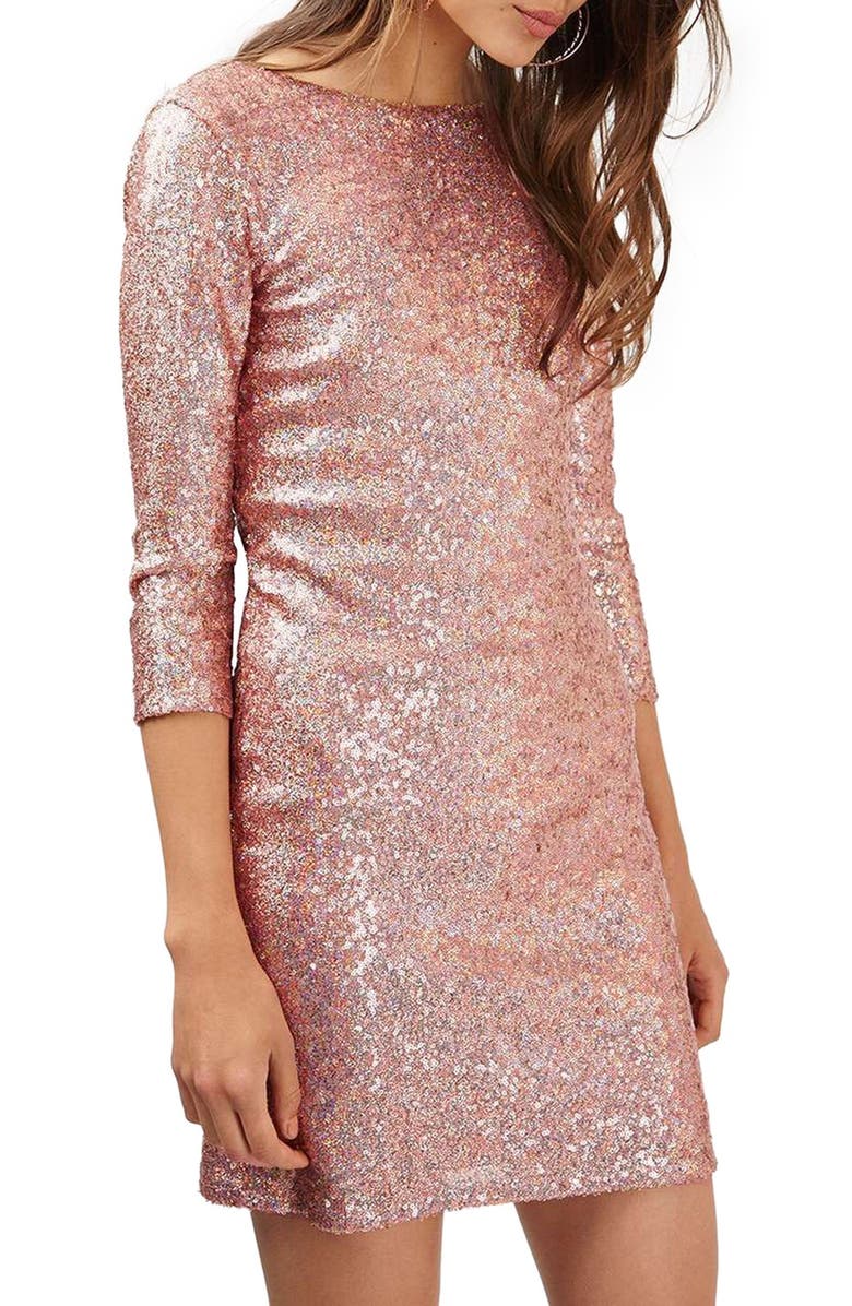 Topshop Sequin Body-Con Minidress, Main, color, 