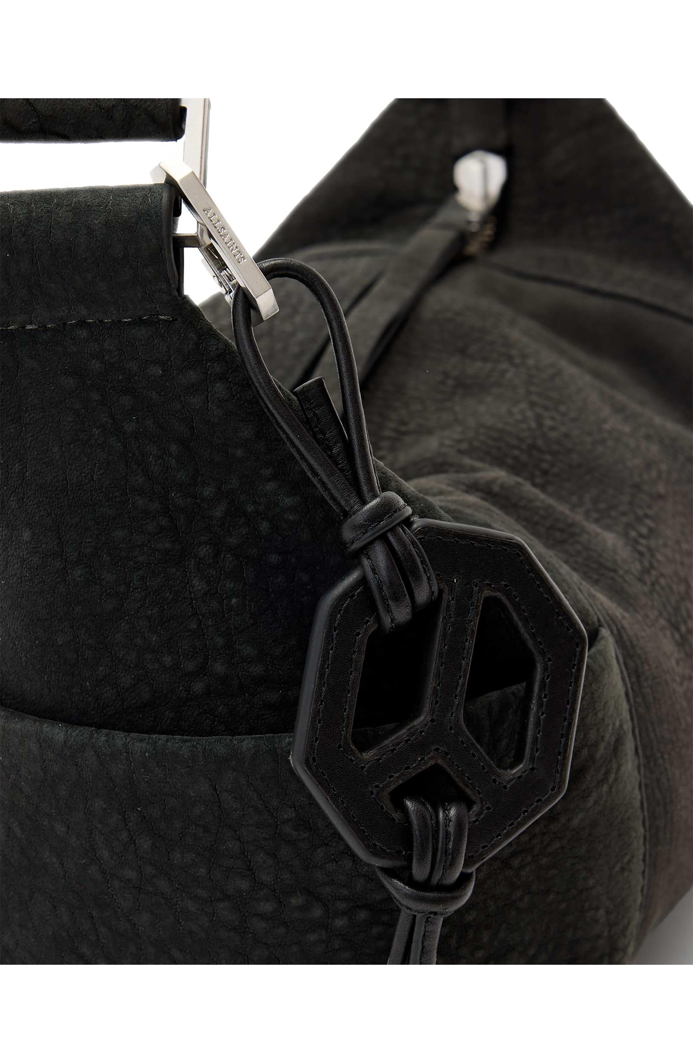 Peace Leather Bag Charm, Alternate, color, BLACK