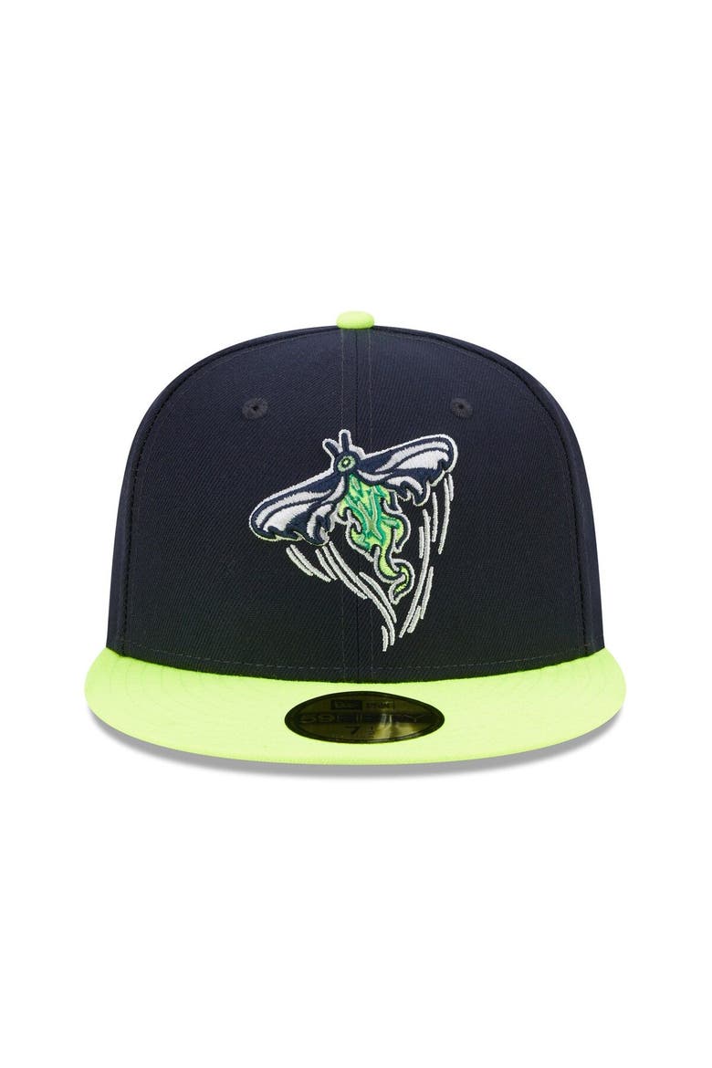 Men's New Era Navy/Neon Green Columbia Fireflies Marvel x Minor League 59FIFTY Fitted Hat, Alternate, color, Navy