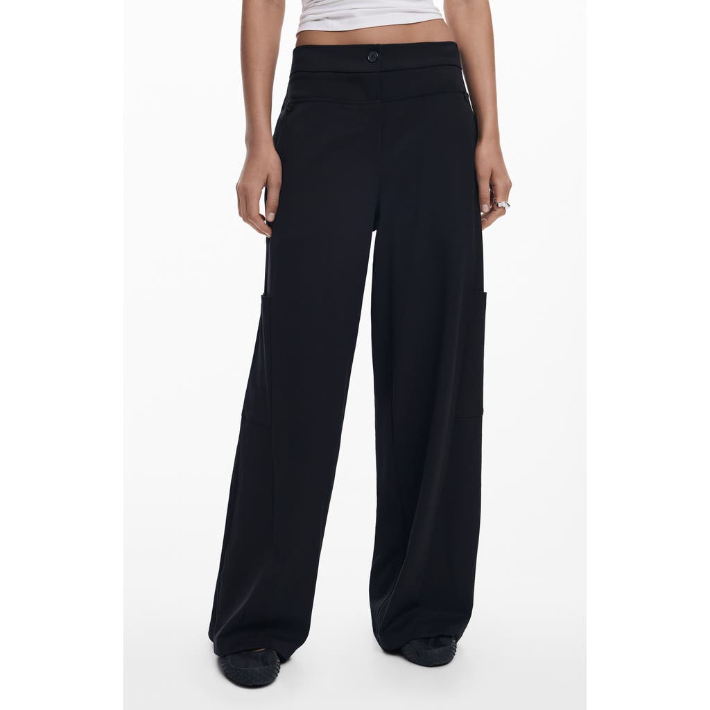 Desigual Wide Leg Pants In Black