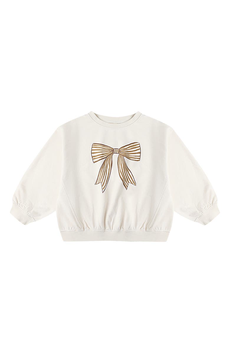 Rylee + Cru Bow Oversize Cotton Blend Graphic Sweatshirt, Main, color, Natural