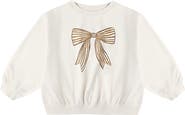 Rylee + Cru Bow Oversize Cotton Blend Graphic Sweatshirt
