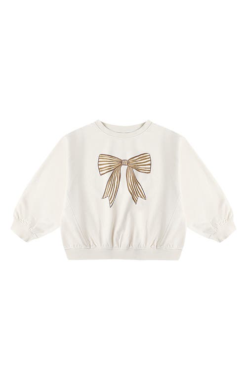 Rylee + Cru Bow Oversize Cotton Blend Graphic Sweatshirt In Brown