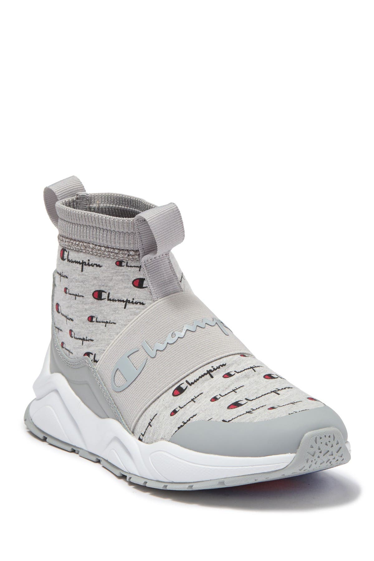 Champion Rally Script High Top Sock Sneaker, Alternate, color, 