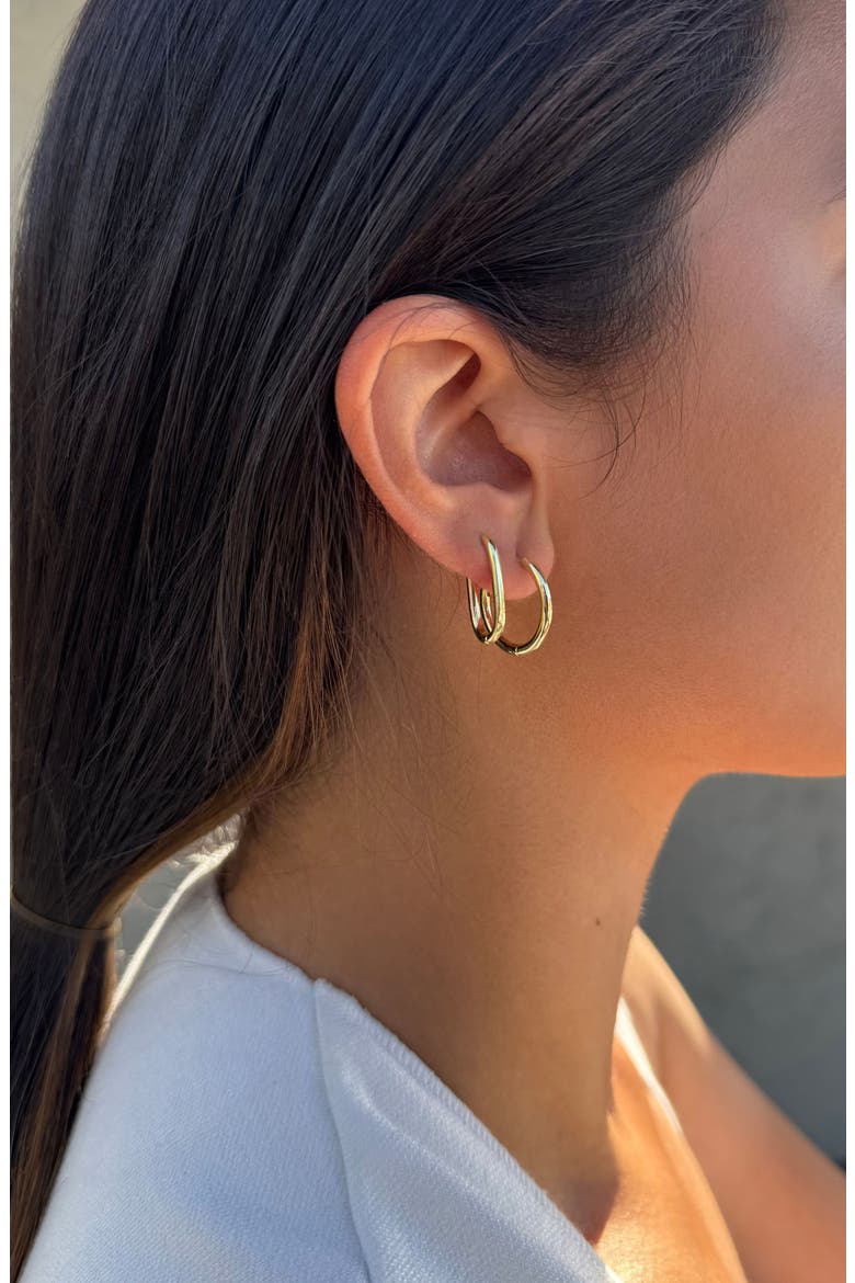 Set of 2 Hoop Earrings, Alternate, color, GOLD