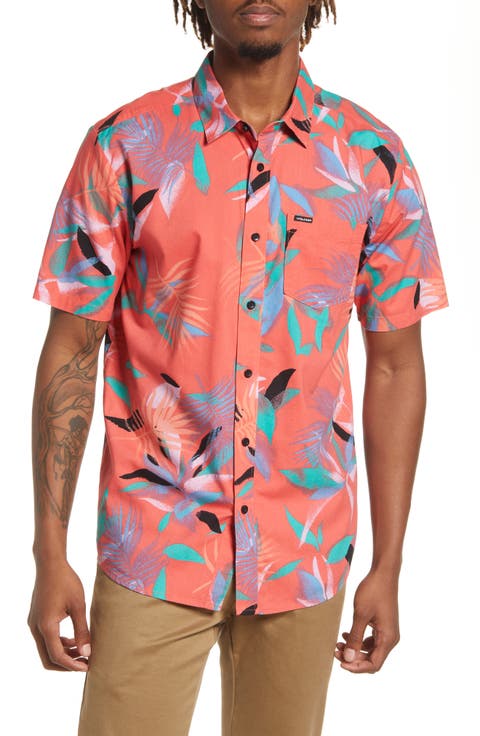 Leaf Spray Classic Fit Short Sleeve Button-Up Shirt