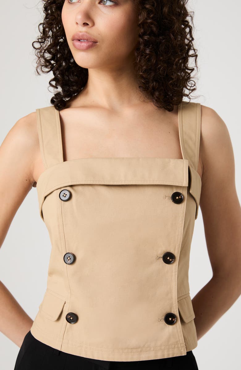 French Connection Double Breasted Cotton Top, Alternate, color, 