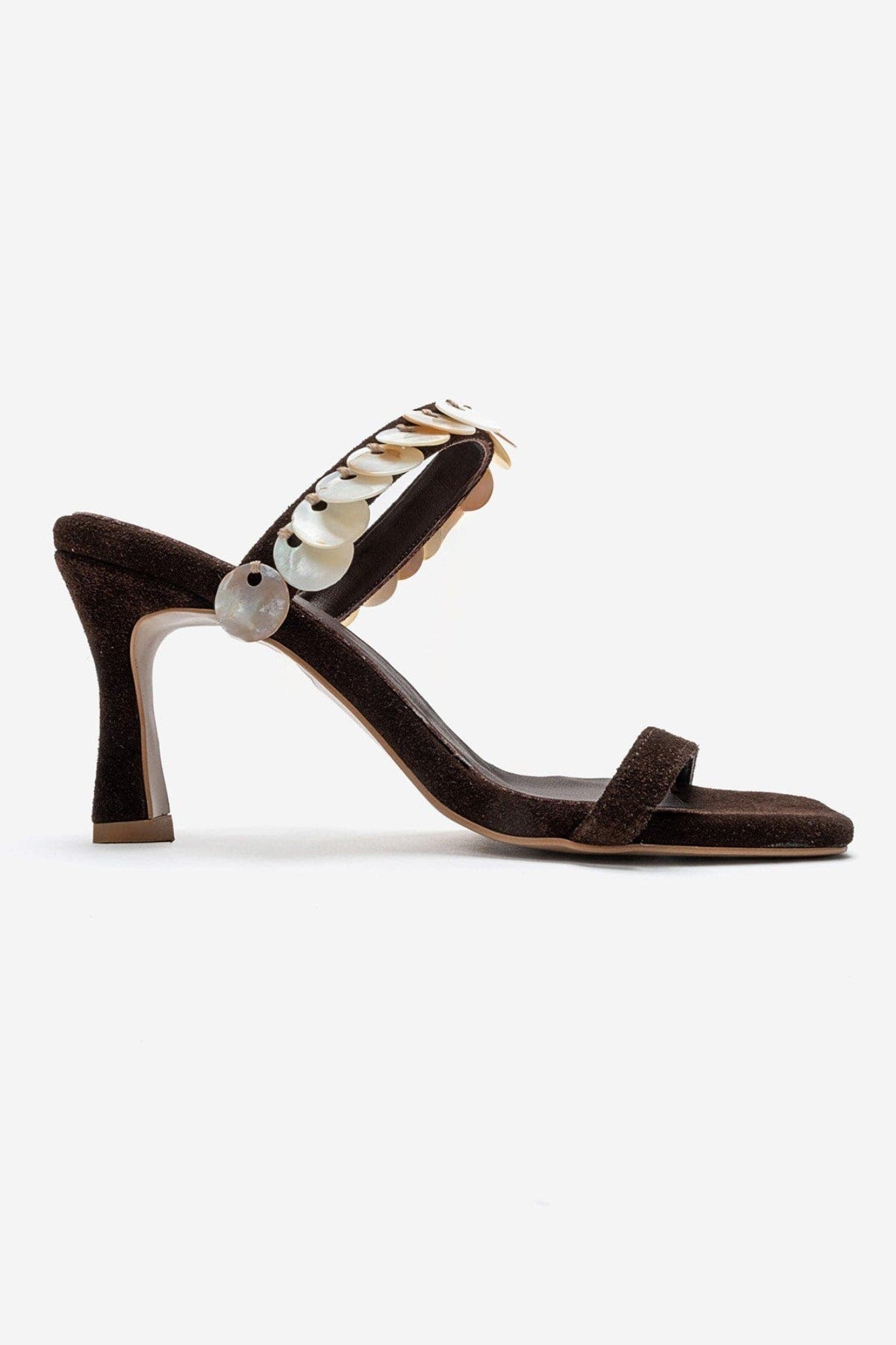 Arund Leather Stiletto Ankle Strap Sandal, Alternate, color, Brown Suede