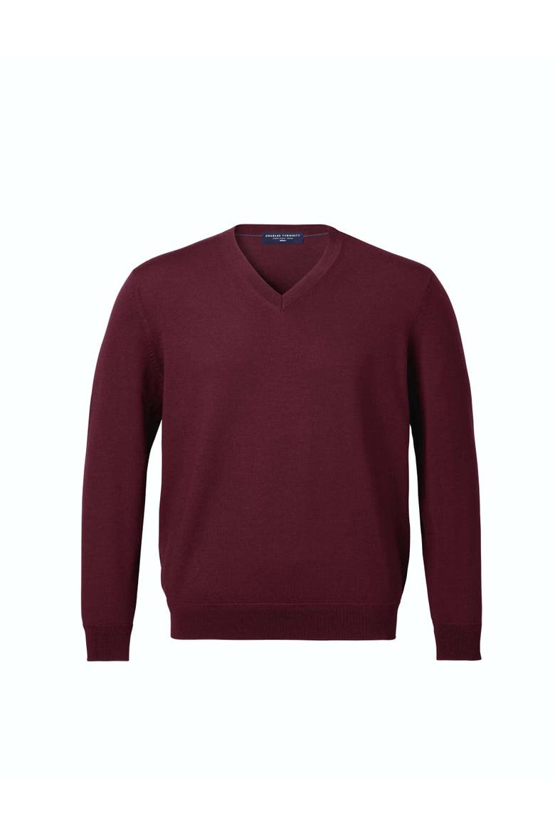 Merino V-Neck Sweater, Alternate, color, Burgundy Red