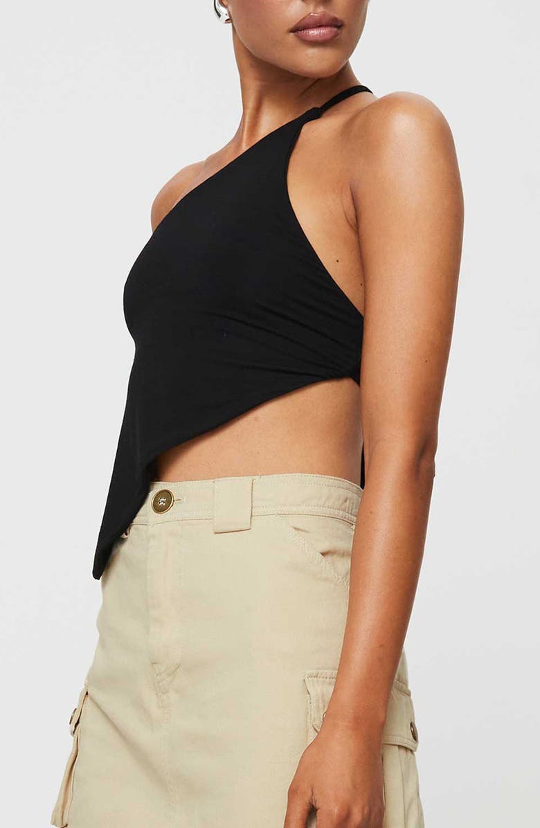 Princess Polly Talfourd One-Shoulder Asymmetric Top, Alternate, color, Black