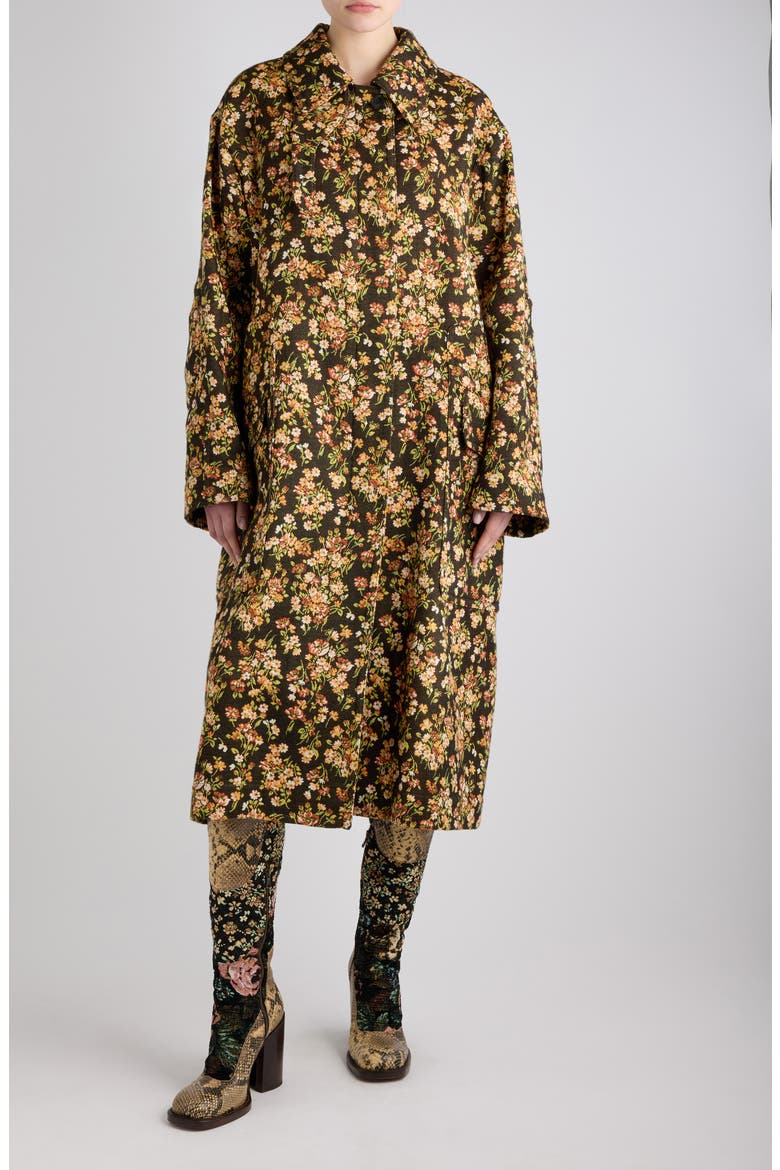 Rain Weave Floral Coat, Main, color, BROWN