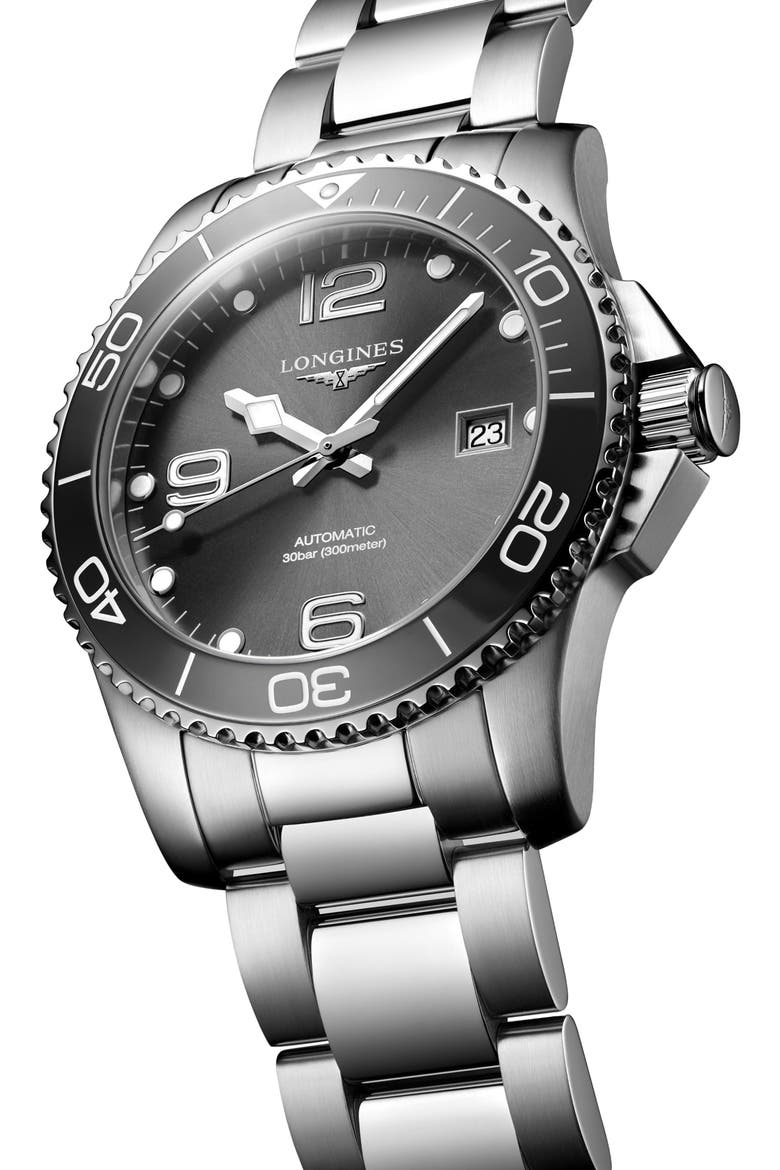 HydroConquest Automatic Bracelet Watch, 41mm, Alternate, color, SILVER/ GREY