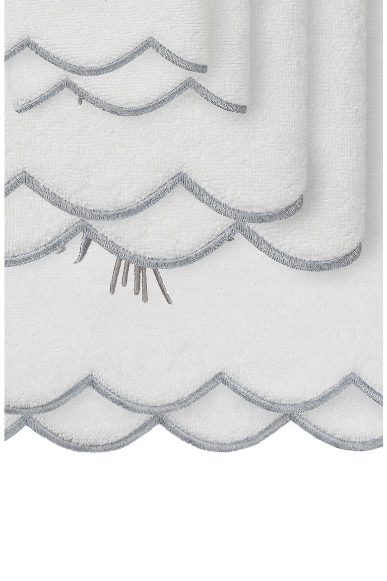 WHITNEY SCALLOP 6PC Embroidered Turkish Cotton Towel Set, Alternate, color, WHITE/ GRAY