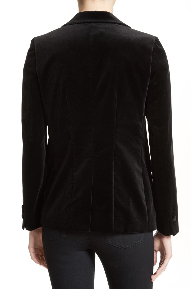 Stretch Velvet Blazer, Alternate, color, BLACK