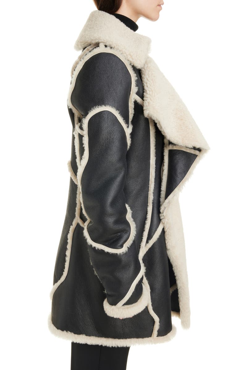 Chloé Patchwork Leather & Genuine Shearling Coat, Alternate, color,
