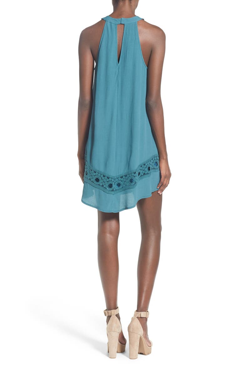 ASTR Crochet Inset Shift Dress, Alternate, color, TEAL/ BASALM