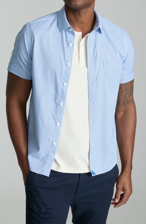 Untuckit Crofton Dot Print Short Sleeve Performance Button-up Shirt In Blue