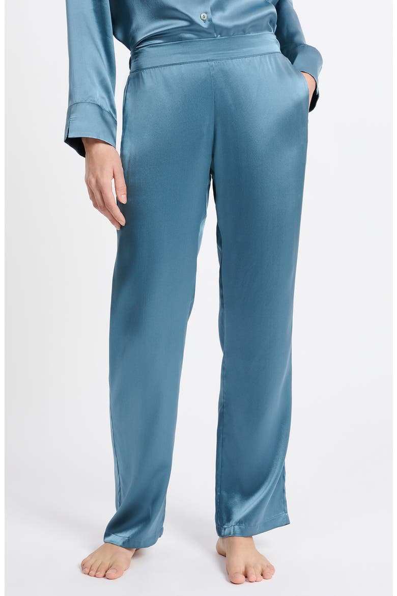 Pearly Silk Straight Leg Pajama Pants, Main, color, ENCRE