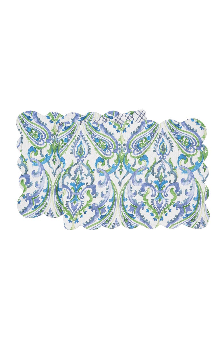 C&F Home Juliet Quilted Reversible Bright Paisley Dining Table Runner 14" x 51", Main, color, Blue