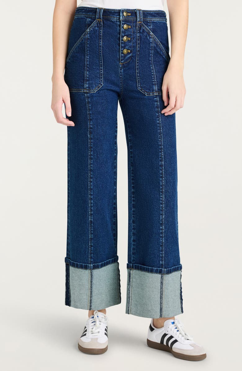 Cinq à Sept Benji Cuffed Wide Leg Jeans, Main, color, Oceane