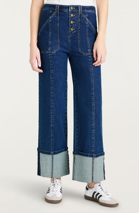 Benji Cuffed Wide Leg Jeans (Oceane)