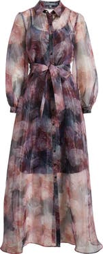 Julia Jordan Floral Organza Button-Up Gown