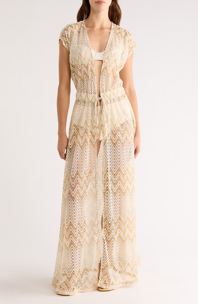 Ramy Brook Katherine Cover-Up Maxi Dress, Main, color, Sandstone Chevron