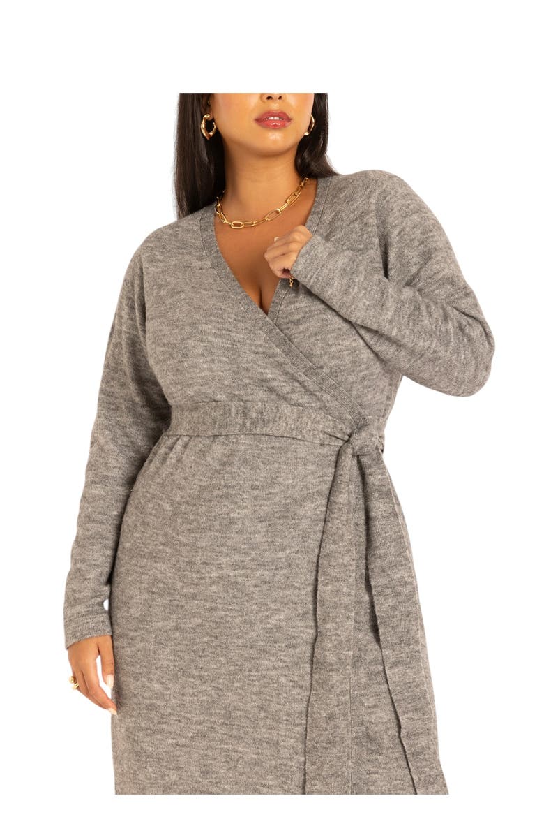 Sweater Wrap Dress, Alternate, color, MEDIUM HEATHER