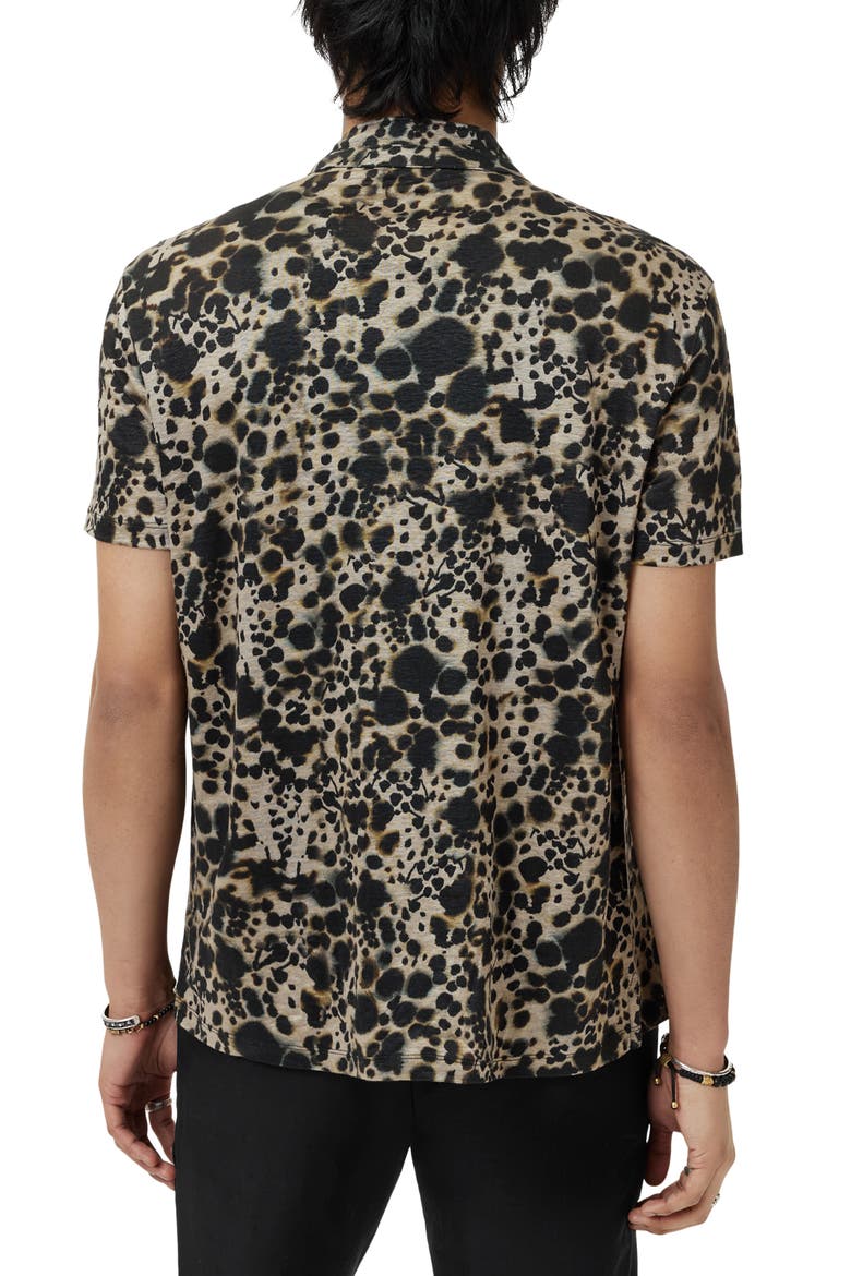 Marini Leopard Print Short Sleeve Button-Up Shirt, Alternate, color, SMOKED PEARL GREY