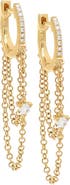 BY ADINA EDEN Pave Diamond Double Chain Huggie Earring 14K