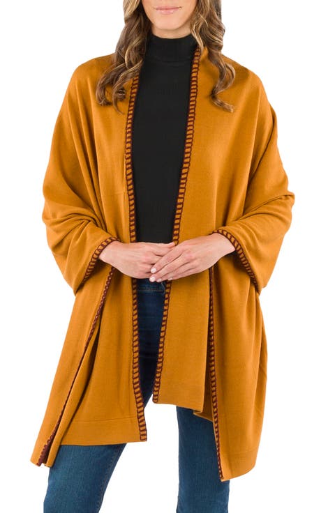 Contrast Stitch Knit Ruana