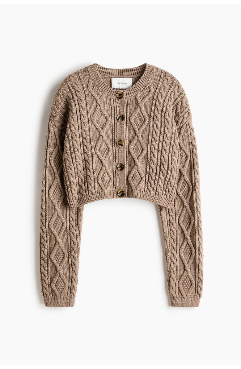H&M Cable-knit Cardigan, Main, color, Taupe