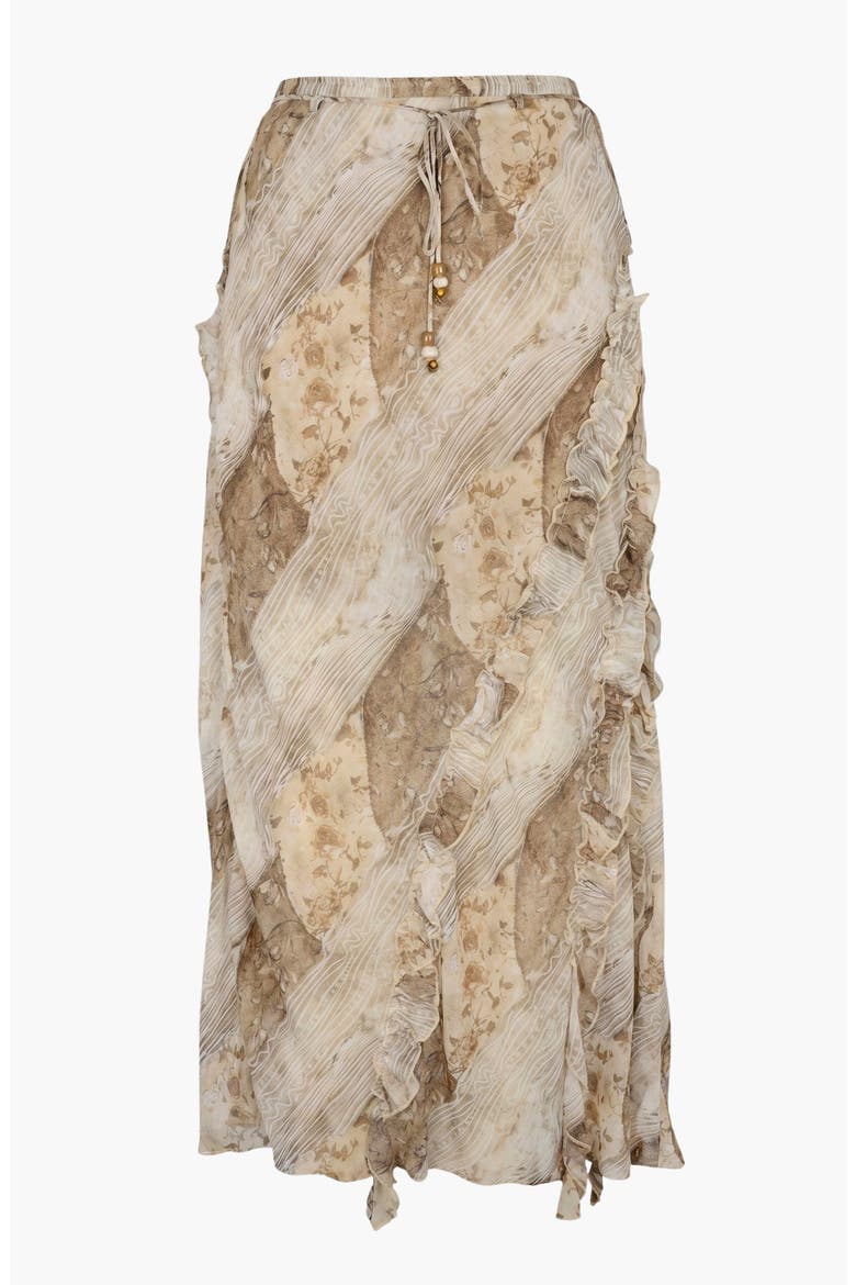 Midi Ruffle Skirt, Alternate, color, Tan