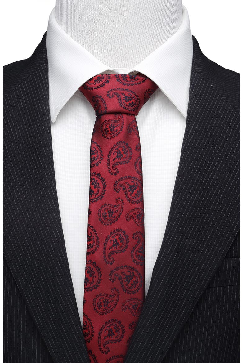 Batman Paisley Silk Tie, Alternate, color, RED