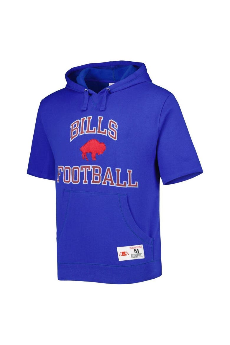 Men's Mitchell & Ness Royal Buffalo Bills Washed Short Sleeve Pullover Hoodie, Alternate, color, Royal