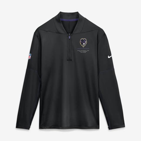 Men's Nike Black Baltimore Ravens Sideline Logo Glory Midweight Dri-FIT Half-Zip Pullover