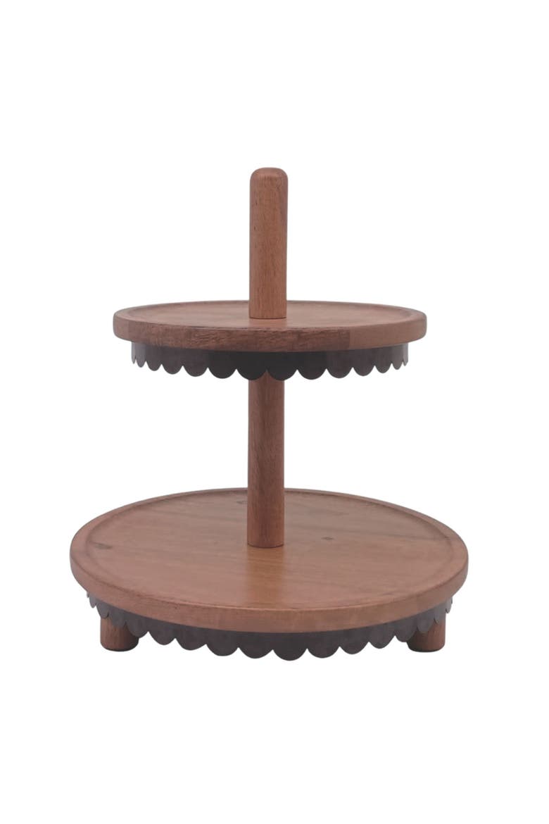 Scalloped 2 Tier Server, Main, color, Brown