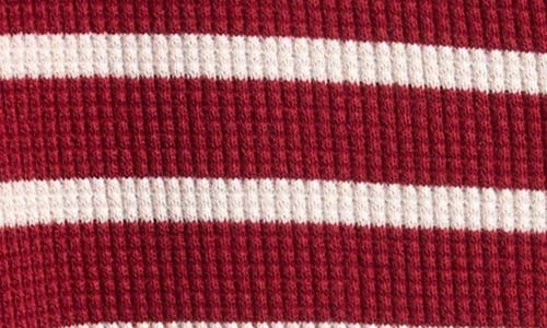 Firsts By Petit Lem Scarlet Red Stripe Thermal Fitted Footie Pajamas In Multi
