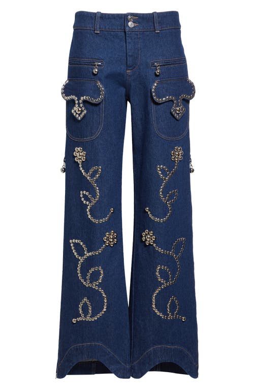 Chopova Lowena Moppy Charm Wide Leg Jeans In Blue