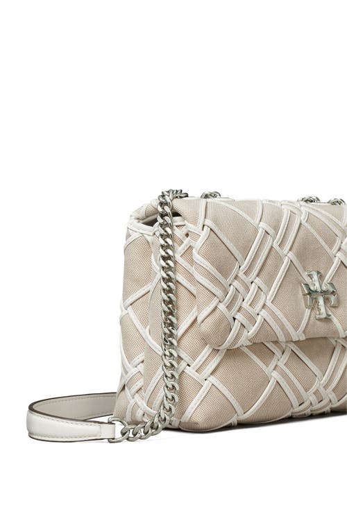 TORY BURCH TORY BURCH SMALL KIRA WOVEN CANVAS CONVERTIBLE SHOULDER BAG 