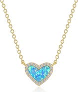 Lafonn Simulated Blue Opal & Simulated Diamond Heart Pendant Necklace