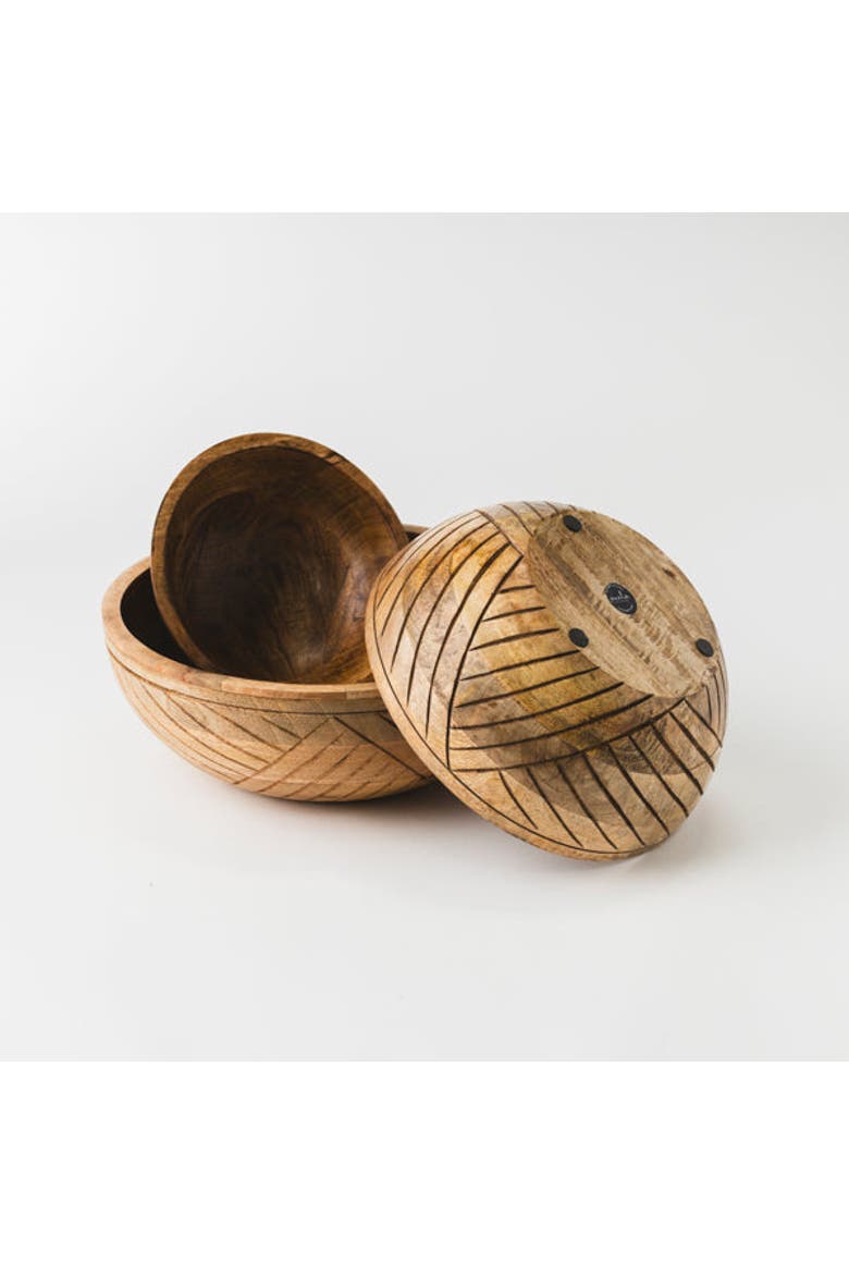 EarthLines Handcrafted Nested Bowls, Alternate, color, Natural