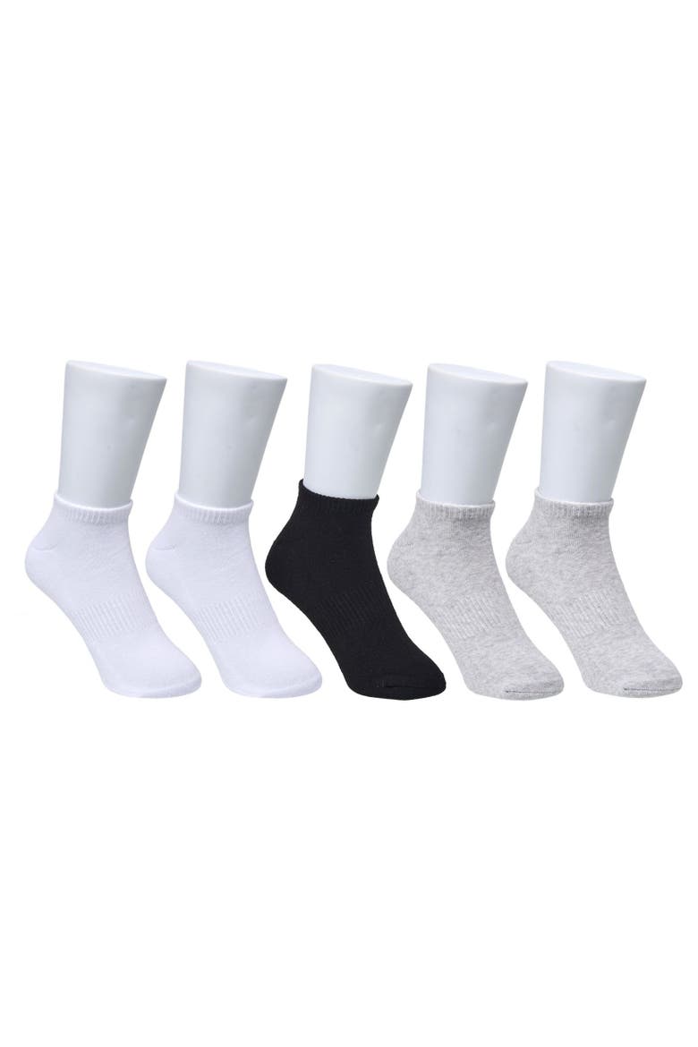 Organic Cotton Half Cushion Low Cut Sock 5-Pack, Main, color, Grey White Black