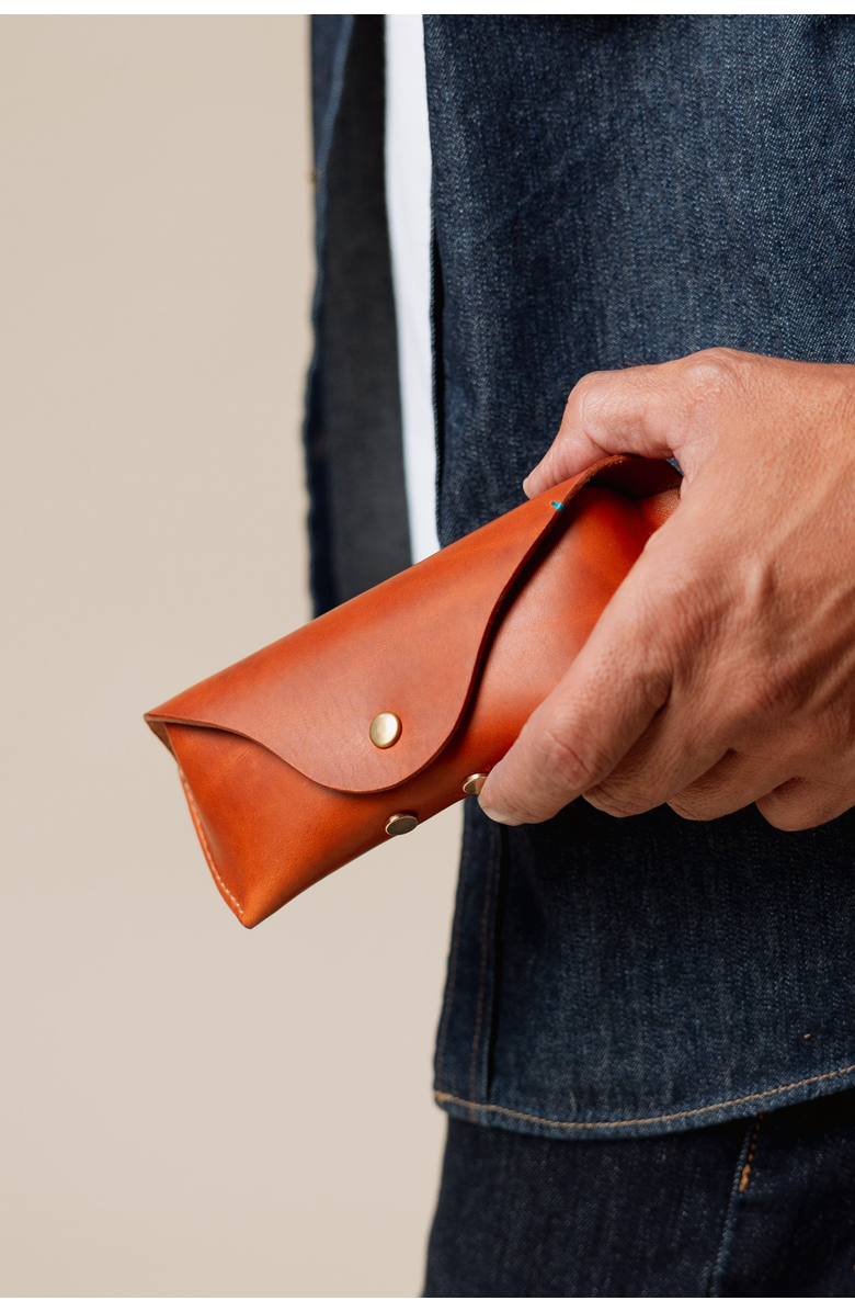 Bluebonnet The Companion Horween Leather Sunglass Case, Alternate, color, English Tan