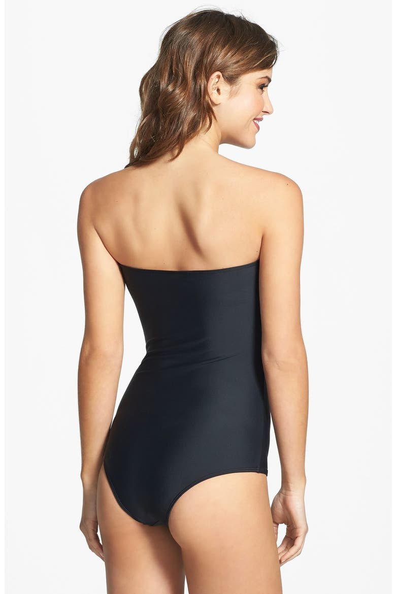 'Ta-Da' Tie Front One-Piece Swimsuit, Alternate, color, BLACK