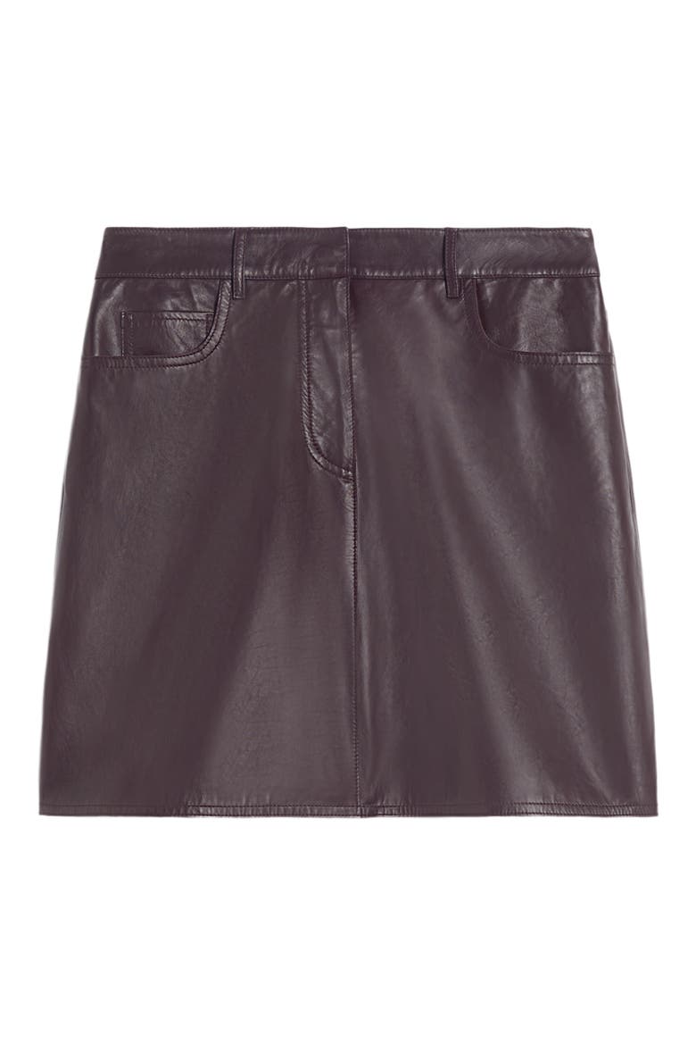 Doncia Leather Miniskirt, Alternate, color, BORDEAUX