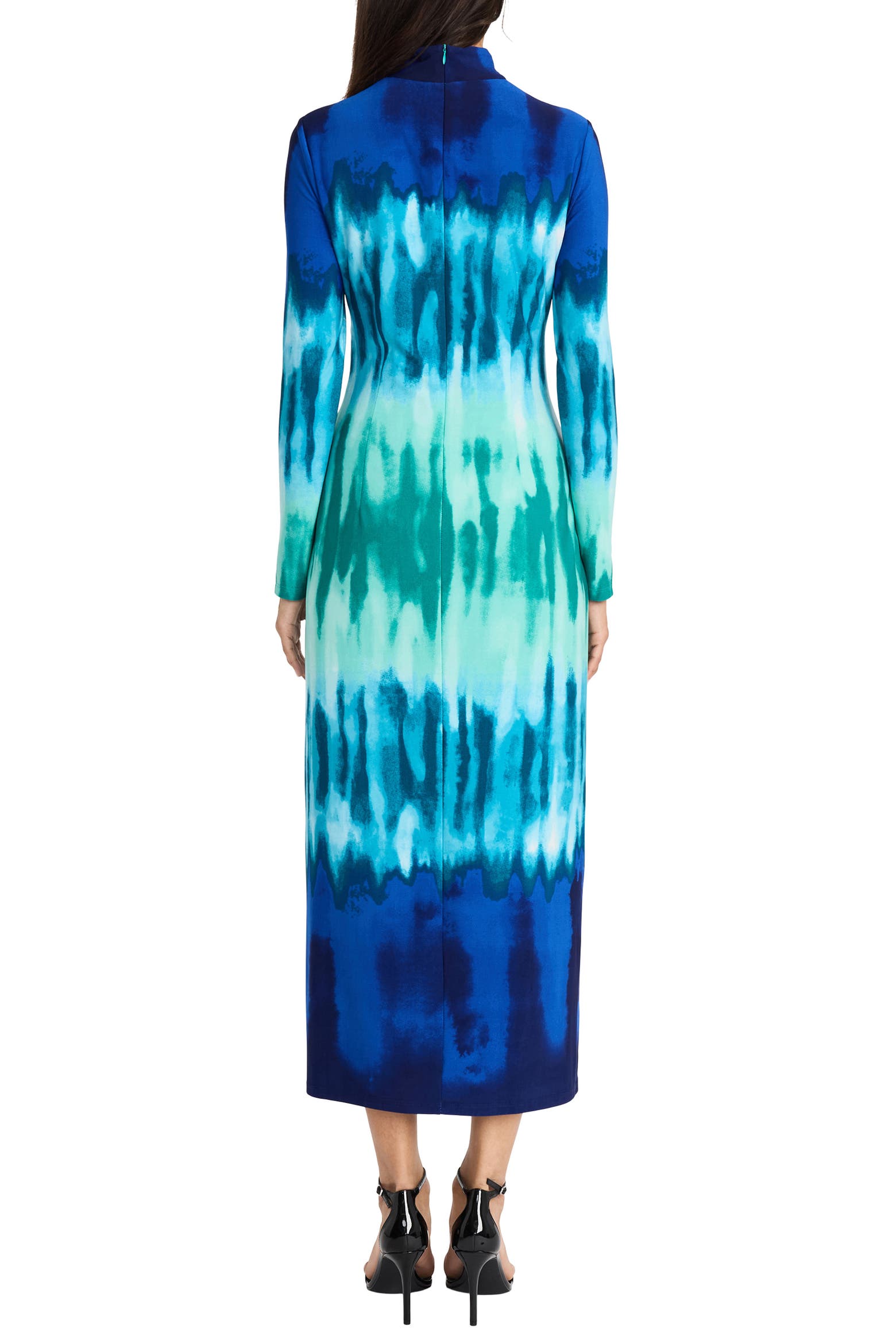 DONNA MORGAN FOR MAGGY Tie Dye Long Sleeve Column Maxi Dress (Women ...