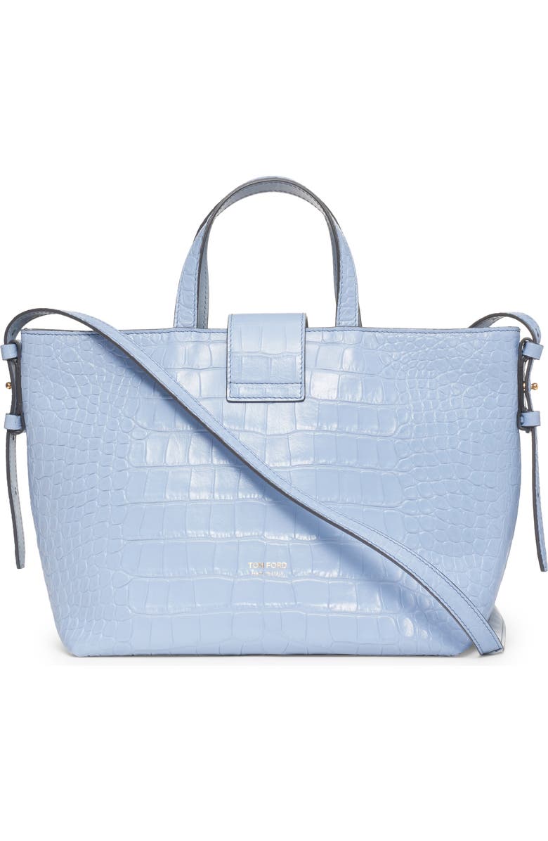 TOM FORD Mini East/West Croc Embossed Leather Tote, Alternate, color,